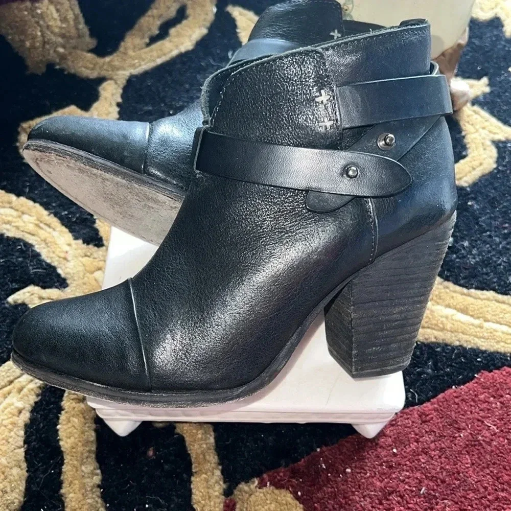 Rag & Bone Women’s Black Leather Ankle Booties, Boots Shoes Size 7